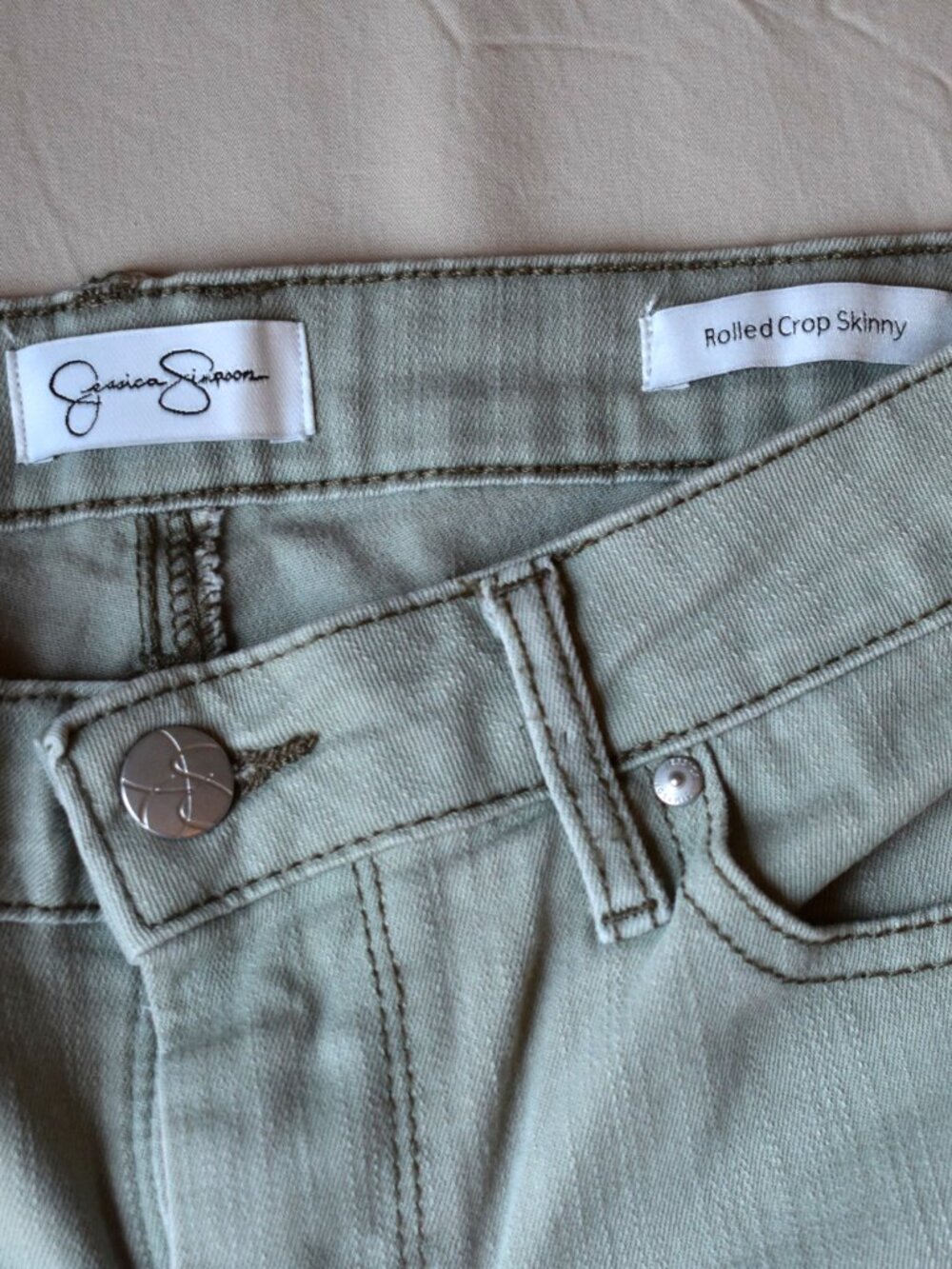 Jessica Simpson Rolled Crop Skinny Jeans Sage Green Women’s